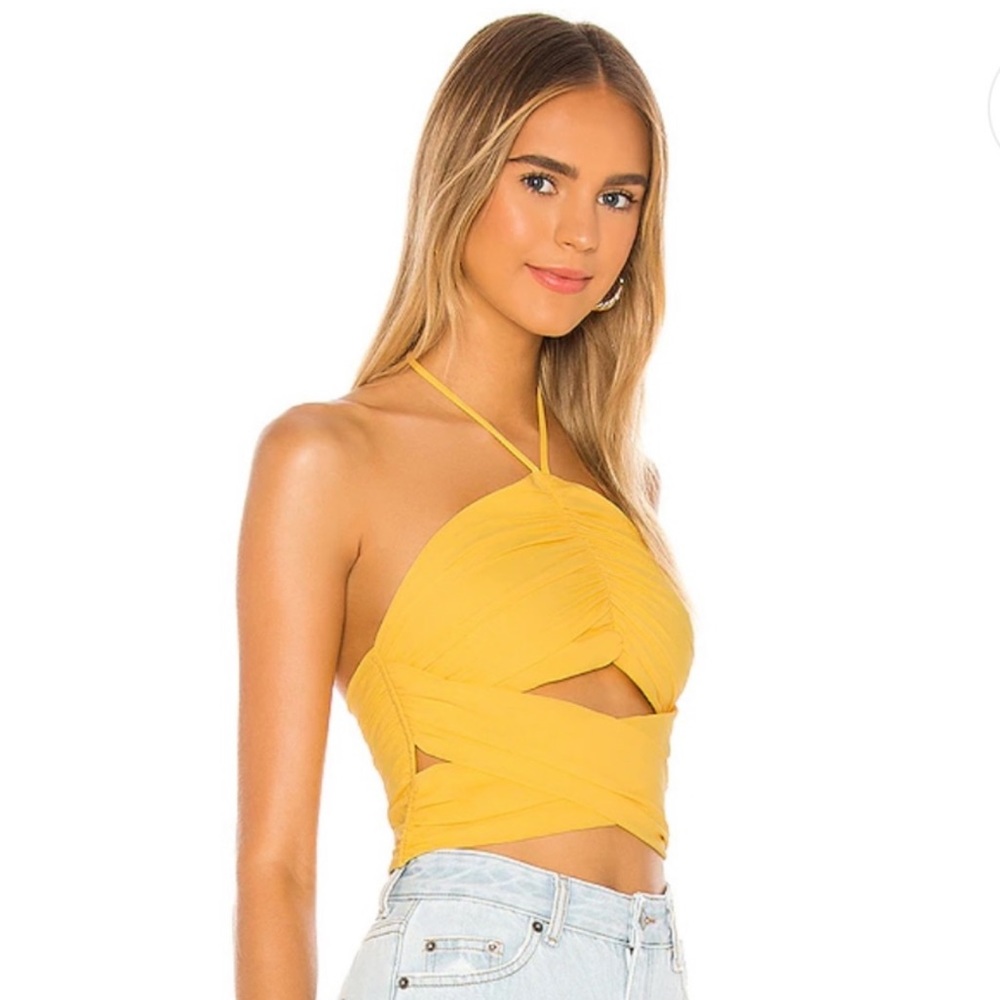 Super down yellow halter top